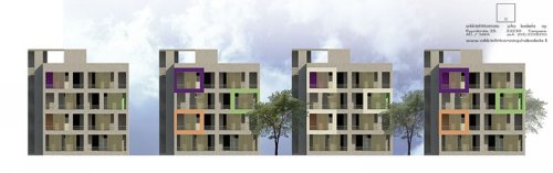 Lowcost blockhousing, India, facade variations