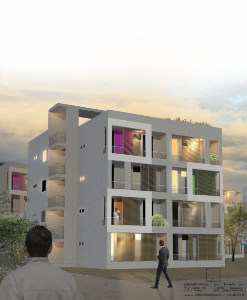 Lowcost blockhousing, India, visualization